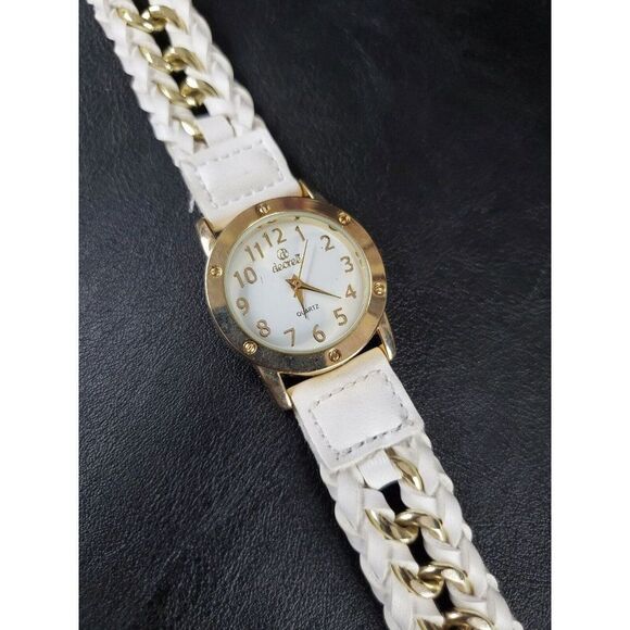 VINTAGE decree White Gold Tone Quartz Women's 90s Y2K Watch- PT1715 - Picture 2 of 10